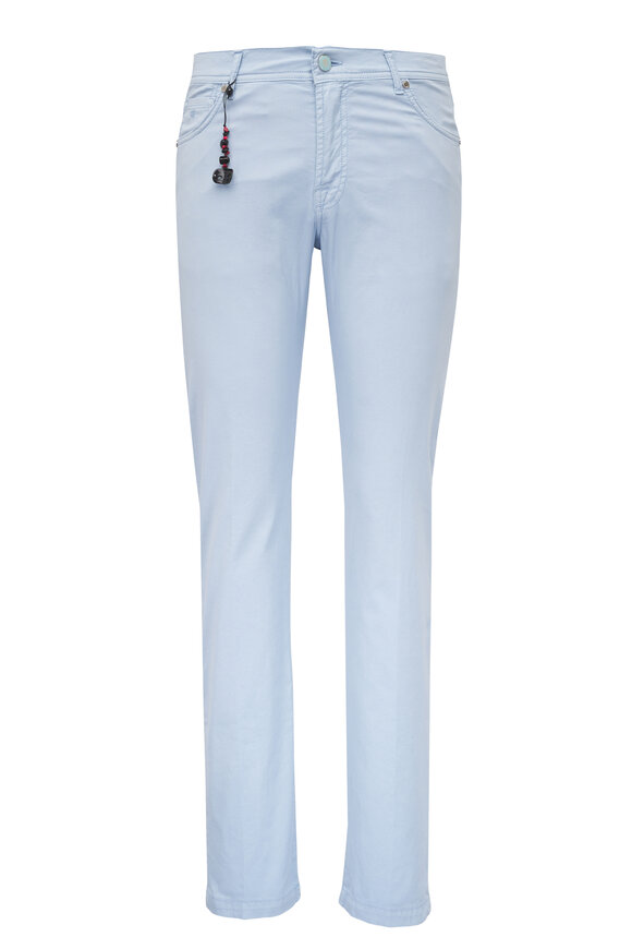 Marco Pescarolo Light Blue Cotton & Silk Five Pocket Pant