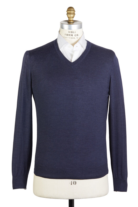 Brunello Cucinelli - Navy Blue Wool Blend Sweater