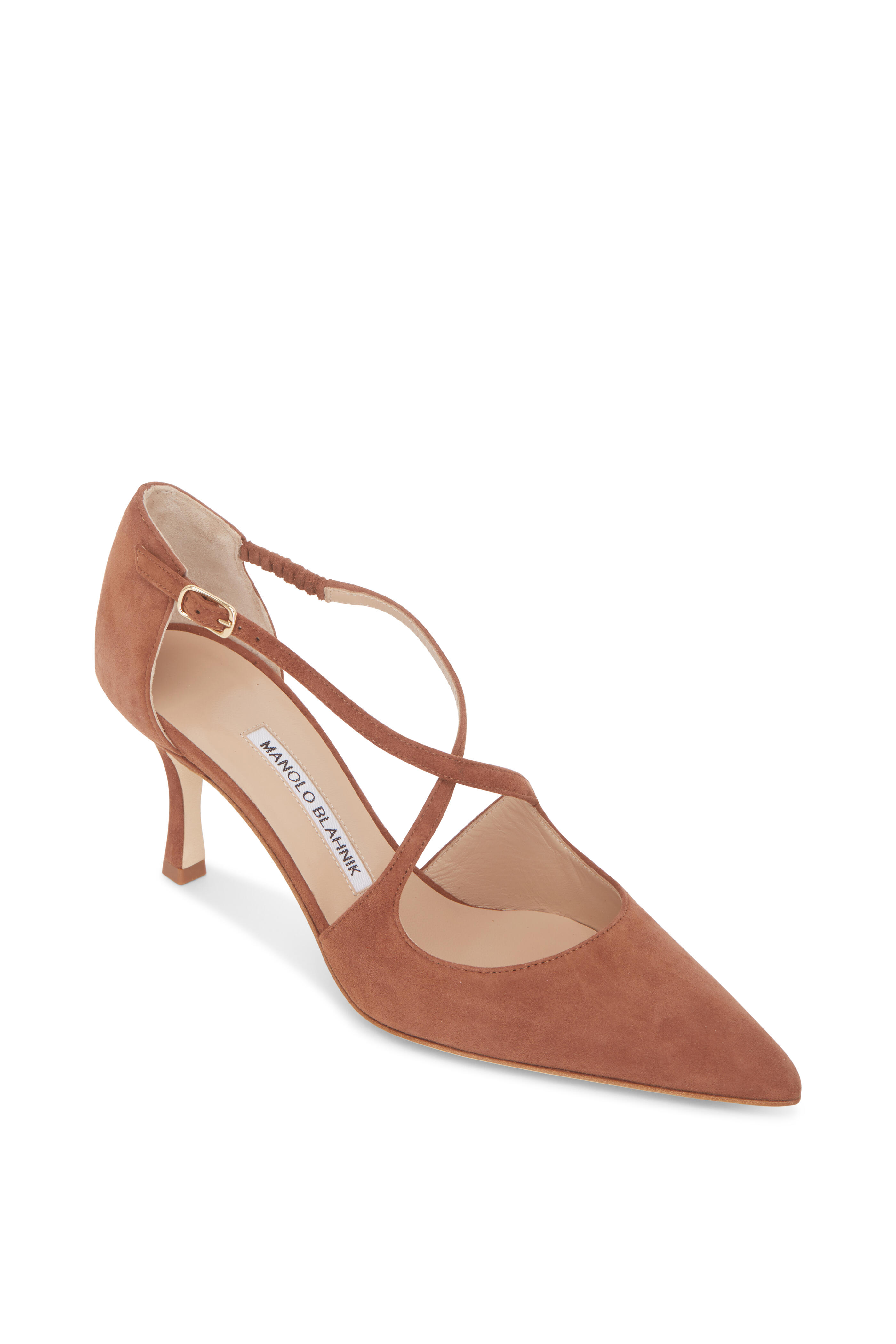 Manolo Blahnik>>70mmスエードのムンビムミュール Manolo Blahnik - メイズール 70MM バックル スエード ミュール