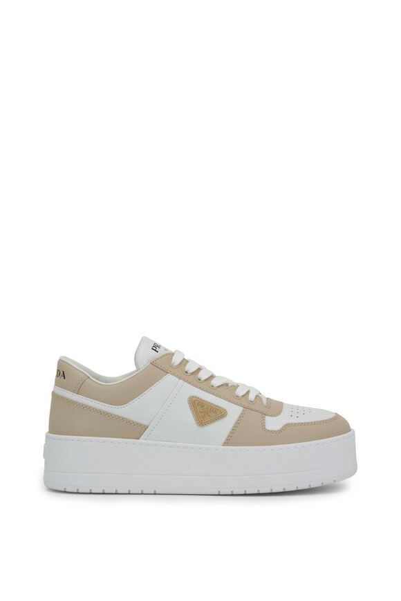 Prada - Downtown Bold White & Desert Platform Sneaker