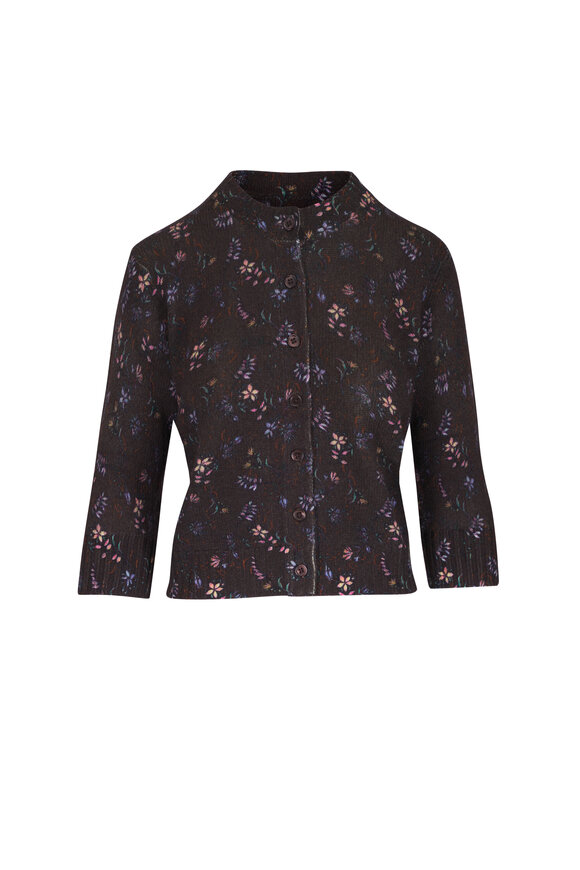 Dorothee Schumacher Statements Dark Brown Blossom Print Cardigan