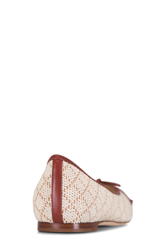 Manolo Blahnik Verallim Brown Woven Raffia Ballet Flat - view 3
