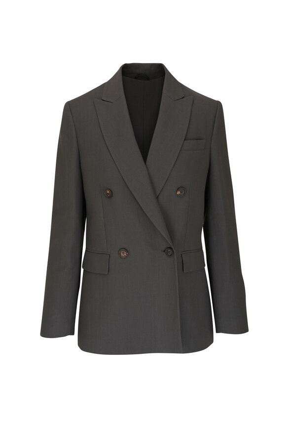 Brunello Cucinelli - Gray Fluid Linen Twill Double-Breasted Jacket