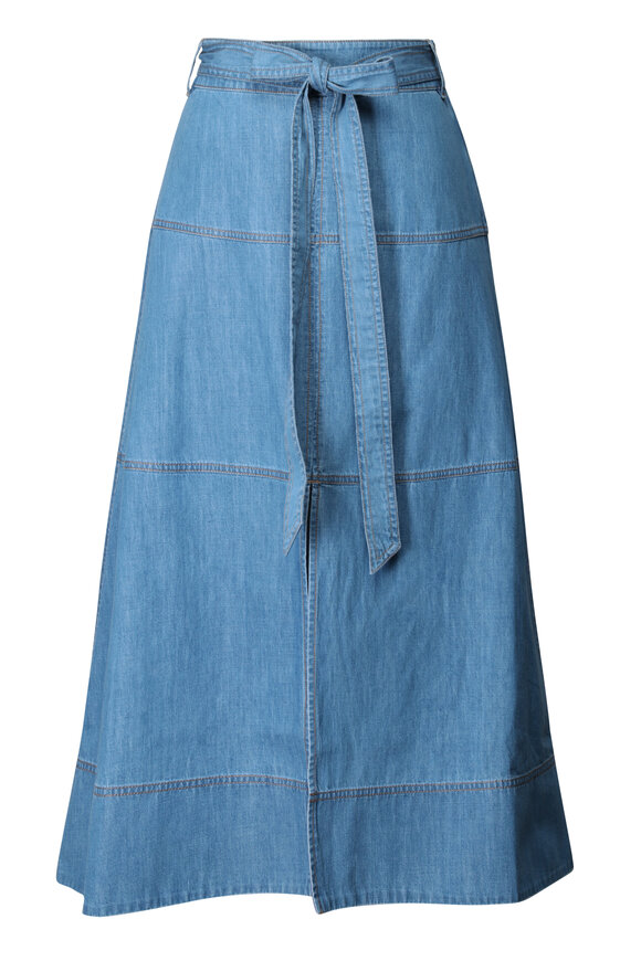 Tanya Taylor Hudley Denim Tie Midi Skirt - view 1
