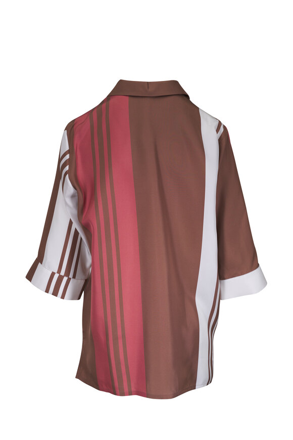 Kiton Multicolor Stripe Silk Blouse - view 3
