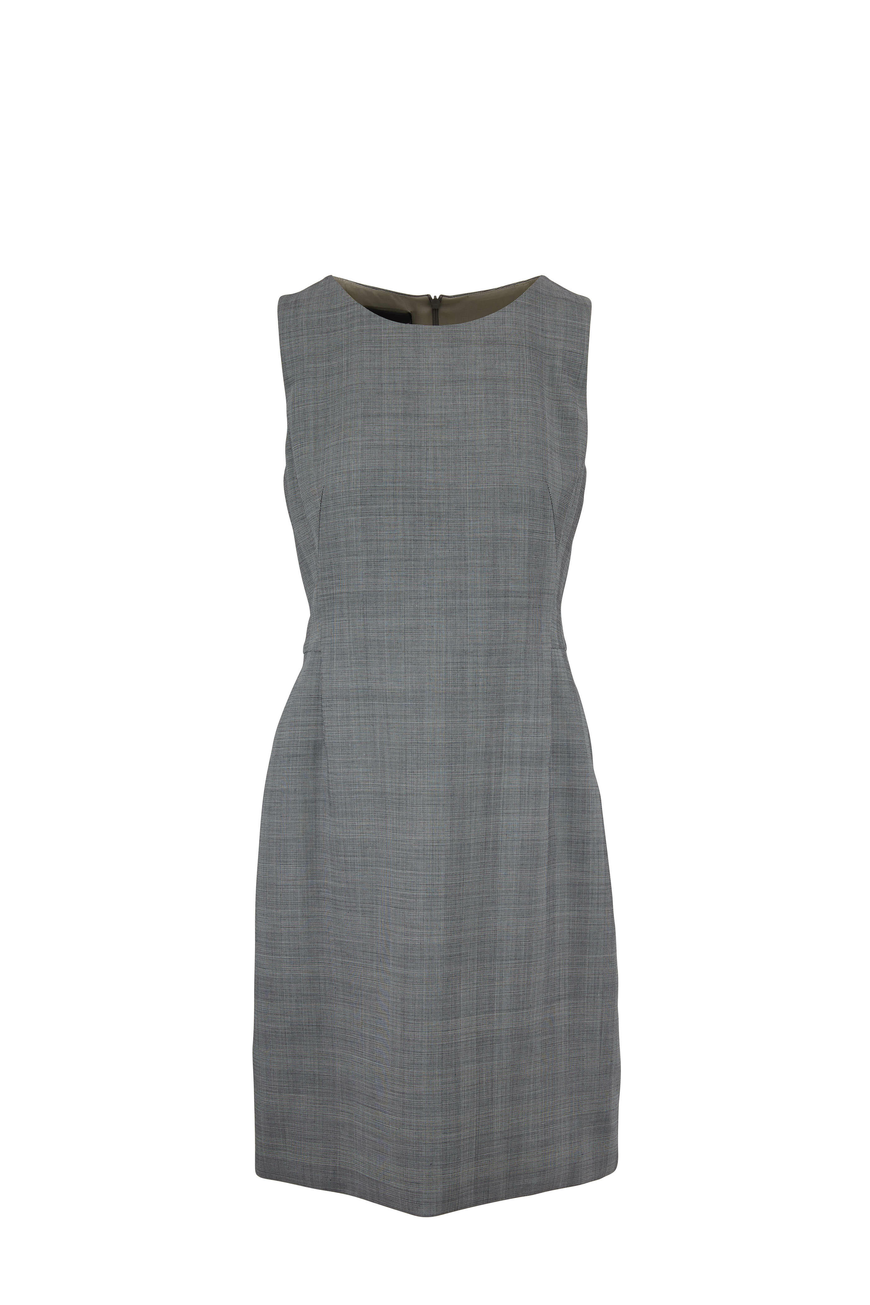 Akris - Black & Swan Glen Plaid Sleeveless Dress
