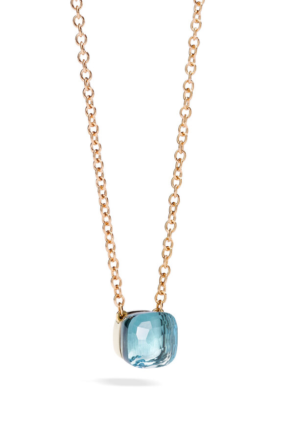 Pomellato 18k Rose Gold Nudo Blue Topaz Petit Necklace - view 1