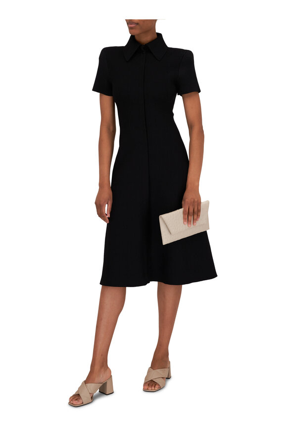 Scanlan Theodore - Black Crepe Knit Zip Shirtdress 