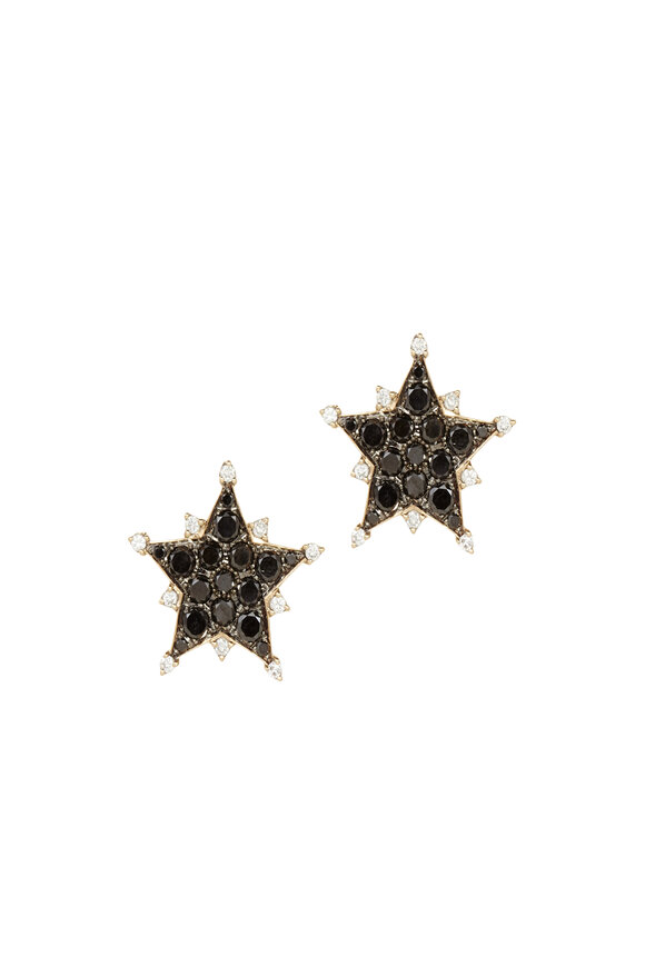 Nam Cho - Pink Gold Black & White Diamond Star Earrings