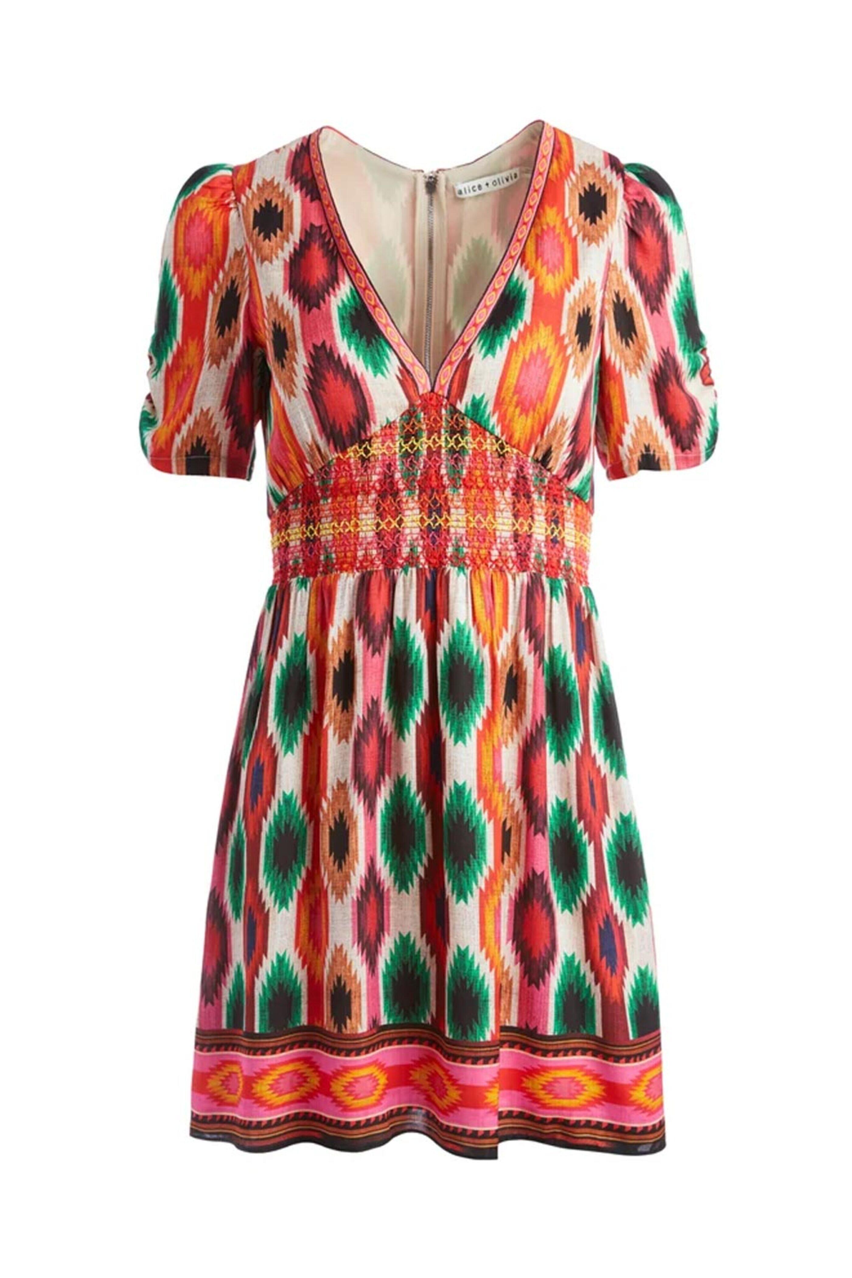 Alice & Olivia - Warm Breeze V-Neck Tatiana Mini Dress