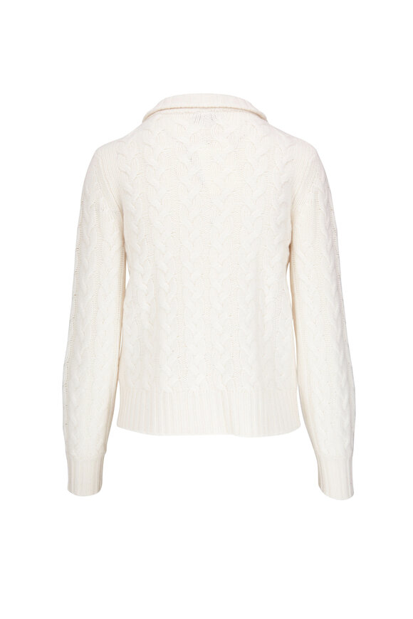 Kinross - Pearl Cable Knit Cashmere Zip Front Sweater