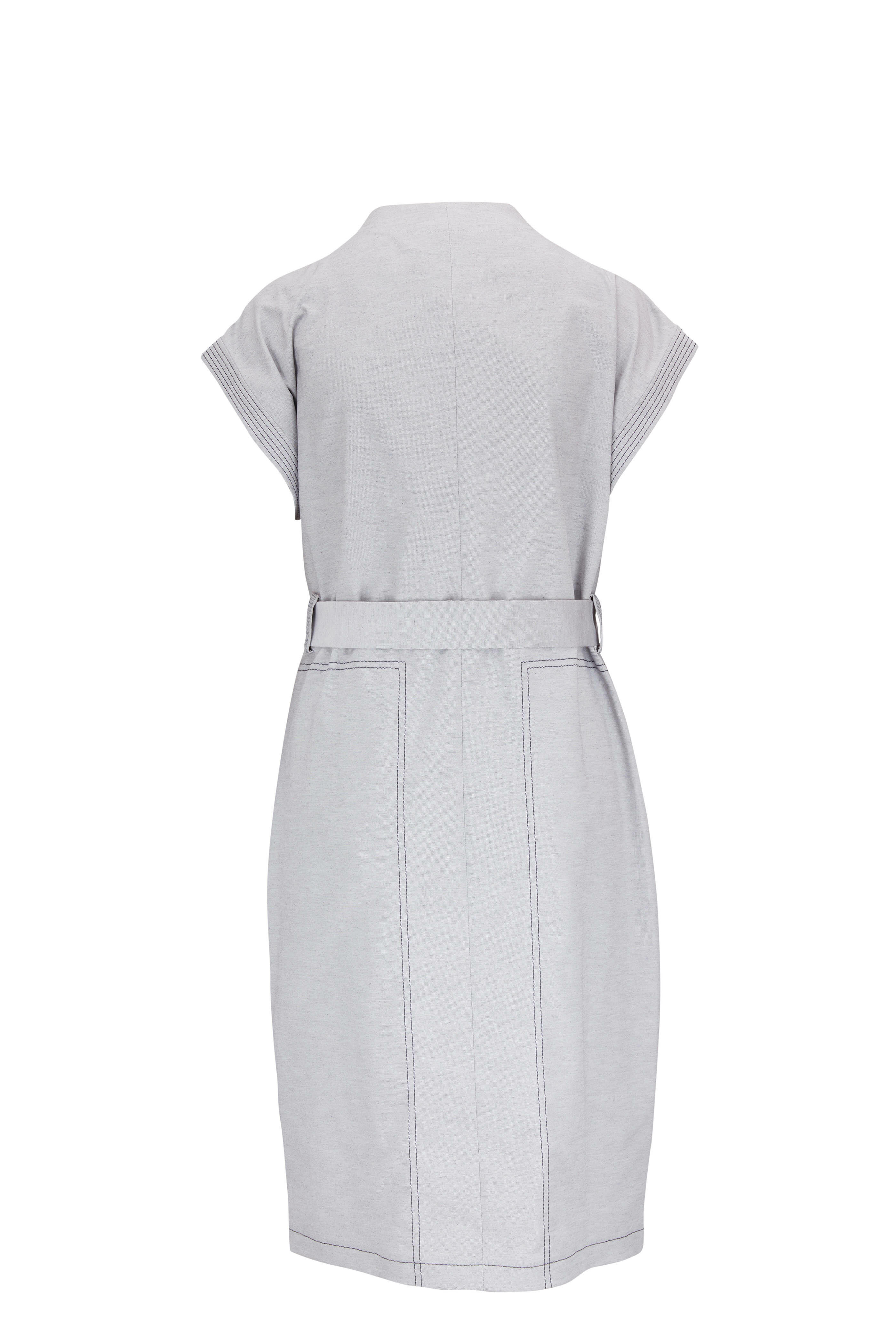 KZ_K Studio Gratien Gray & Navy Belted Reversible Midi Dress