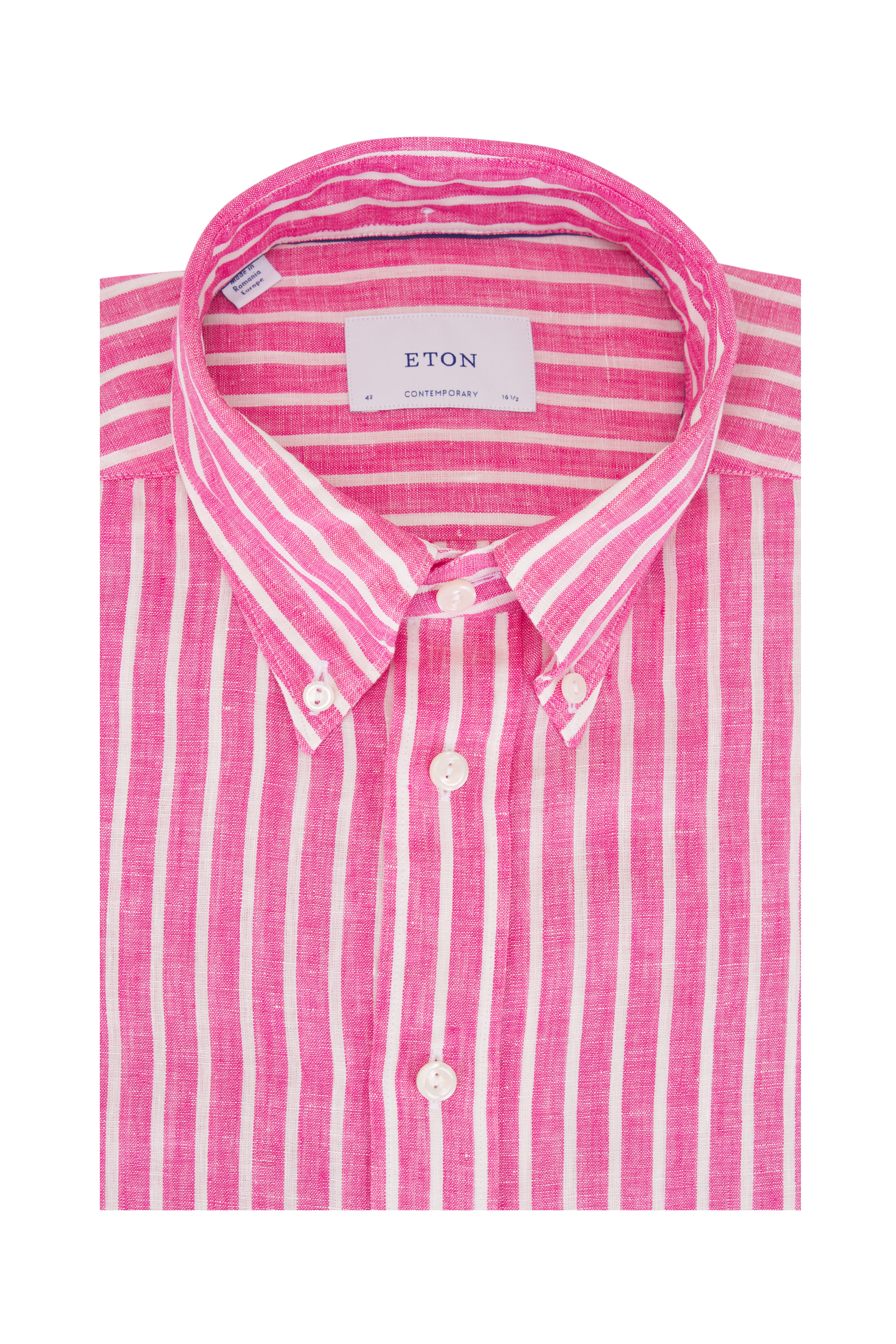 Eton - Pink & White Stripe Linen Dress Shirt