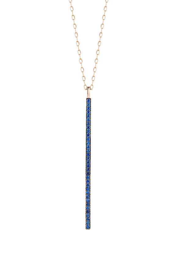 Walters Faith - Grant 18K Rose Gold & Blue Sapphire 3mm Bar Charm 