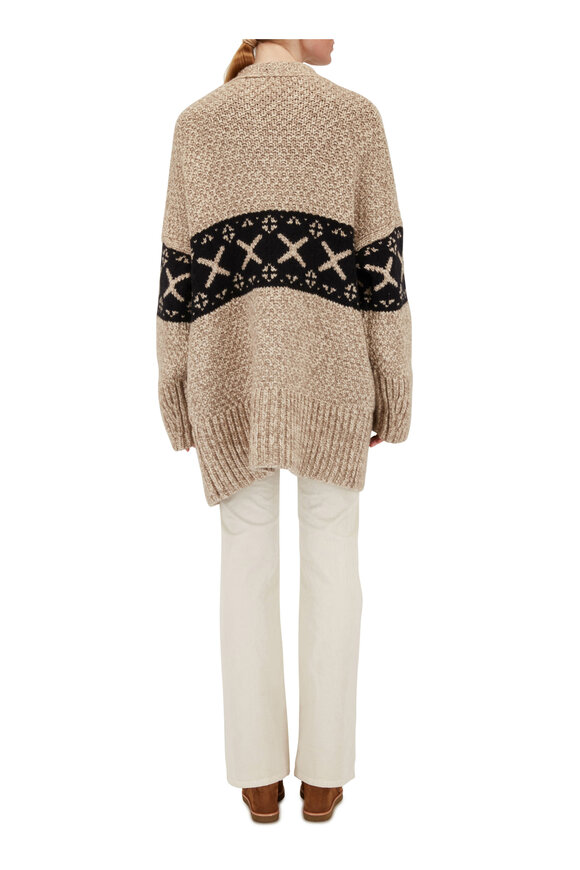 Khaite - Johannes Neutral Jacquard Cashmere Cardigan