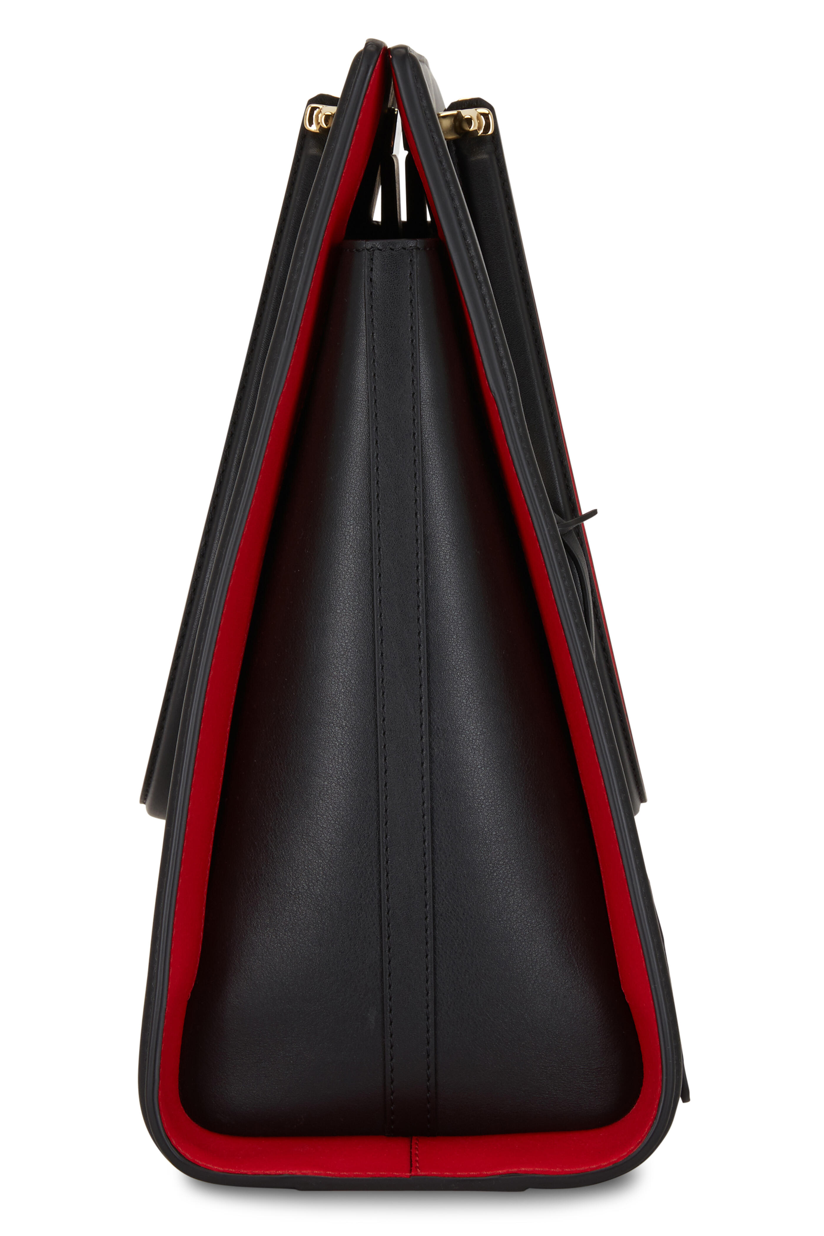 McQueen - The Tall Story Black & Red Leather Large Tote