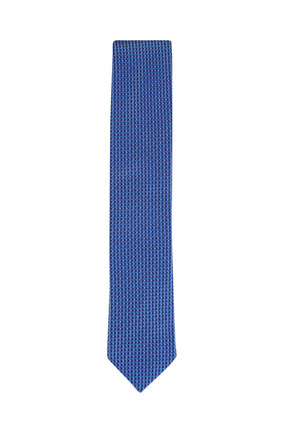 Eton Light Blue Semi Solid Woven Silk Tie - view 1