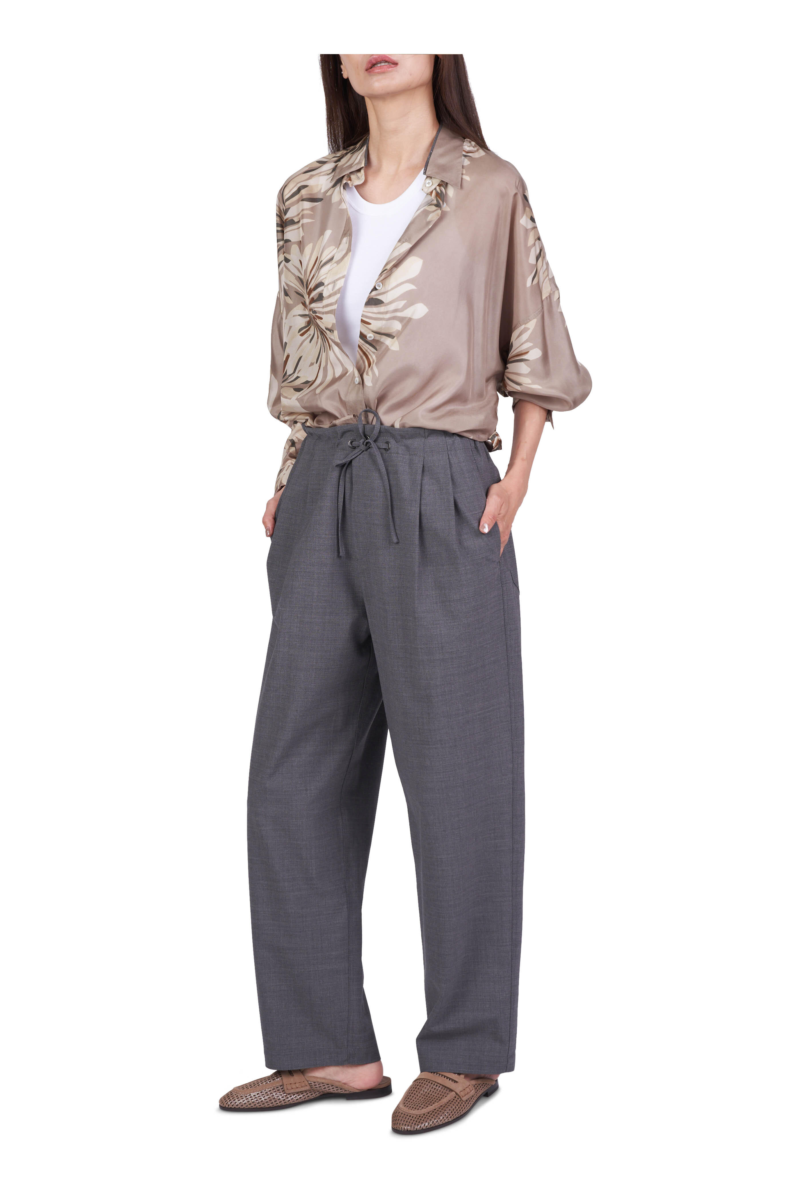 Brunello Cucinelli - Medium Gray Tropical Luxury Wool Drawstring Pant