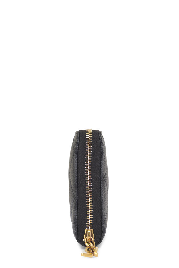 Saint Laurent Black Cassandre Quilted Compact Zip Wallet - view 3