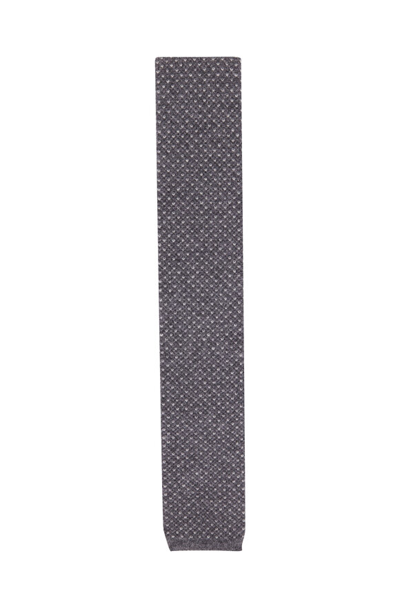 Brunello Cucinelli - Gray Dot Cashmere Knit Necktie