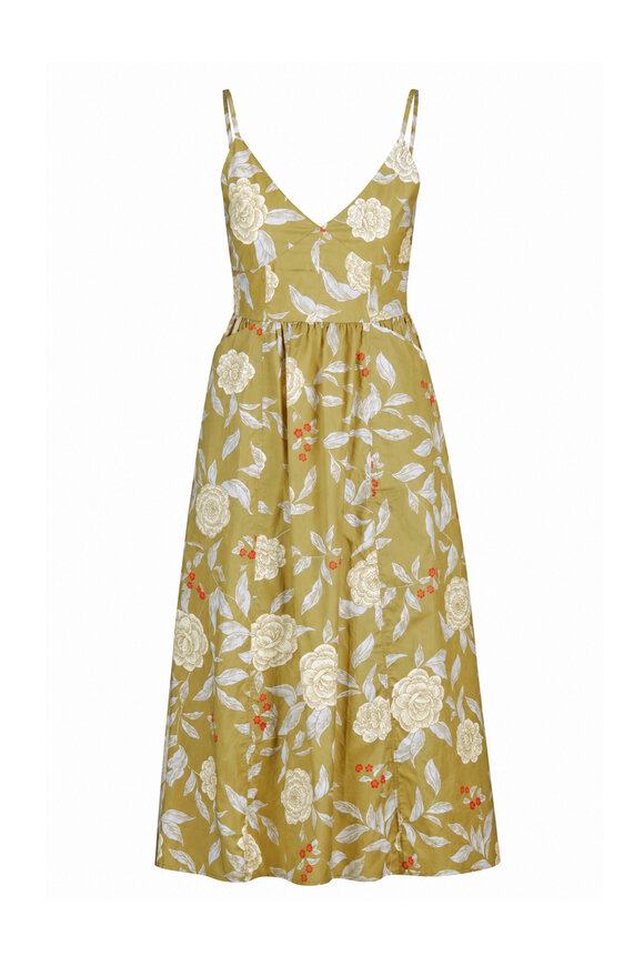 Tanya Taylor Vivien Artichoke & Lilac Midi Dress - view 1