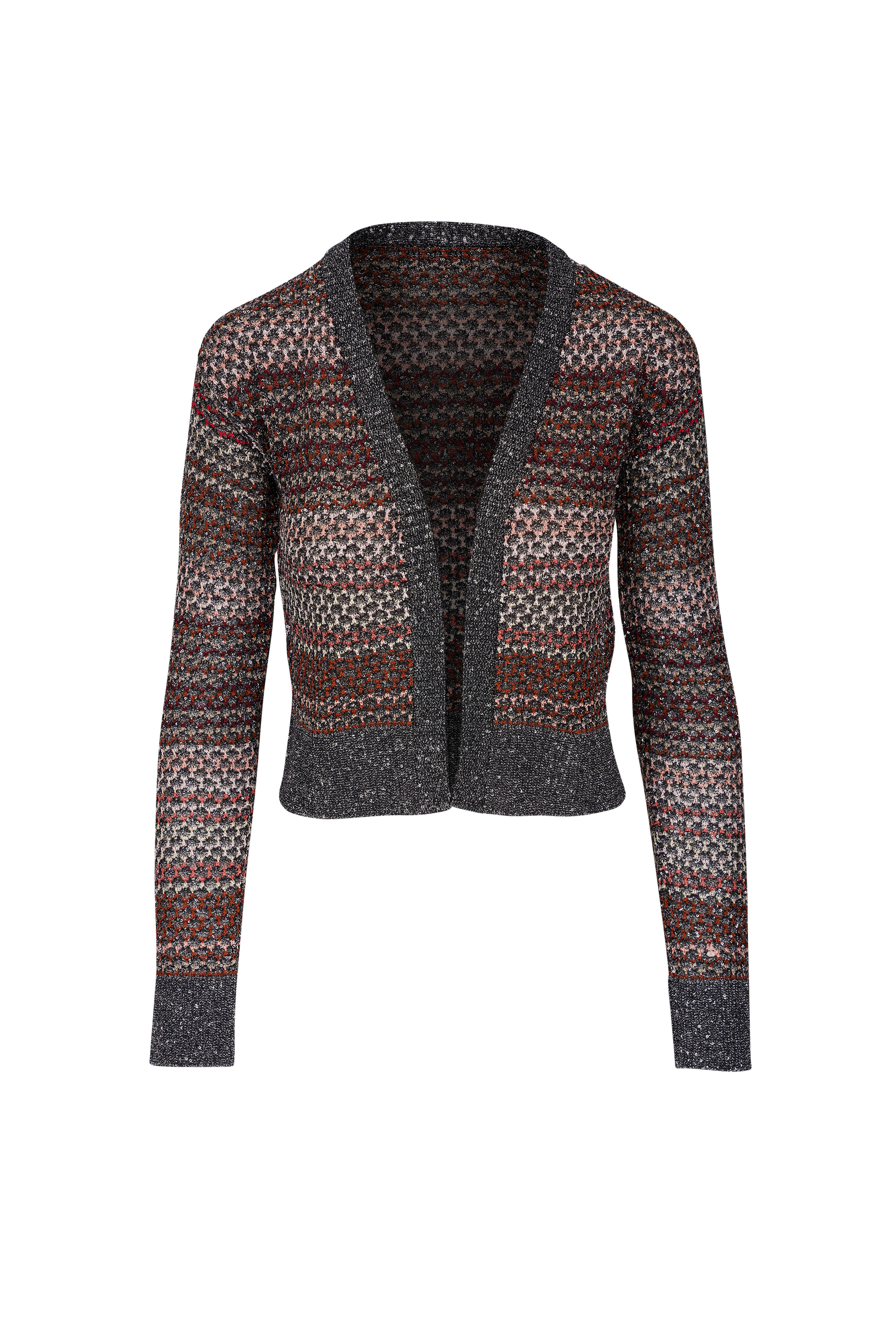 missoni カーディガン Missoni - Brown Multi Sequin Mesh Knit Cardigan