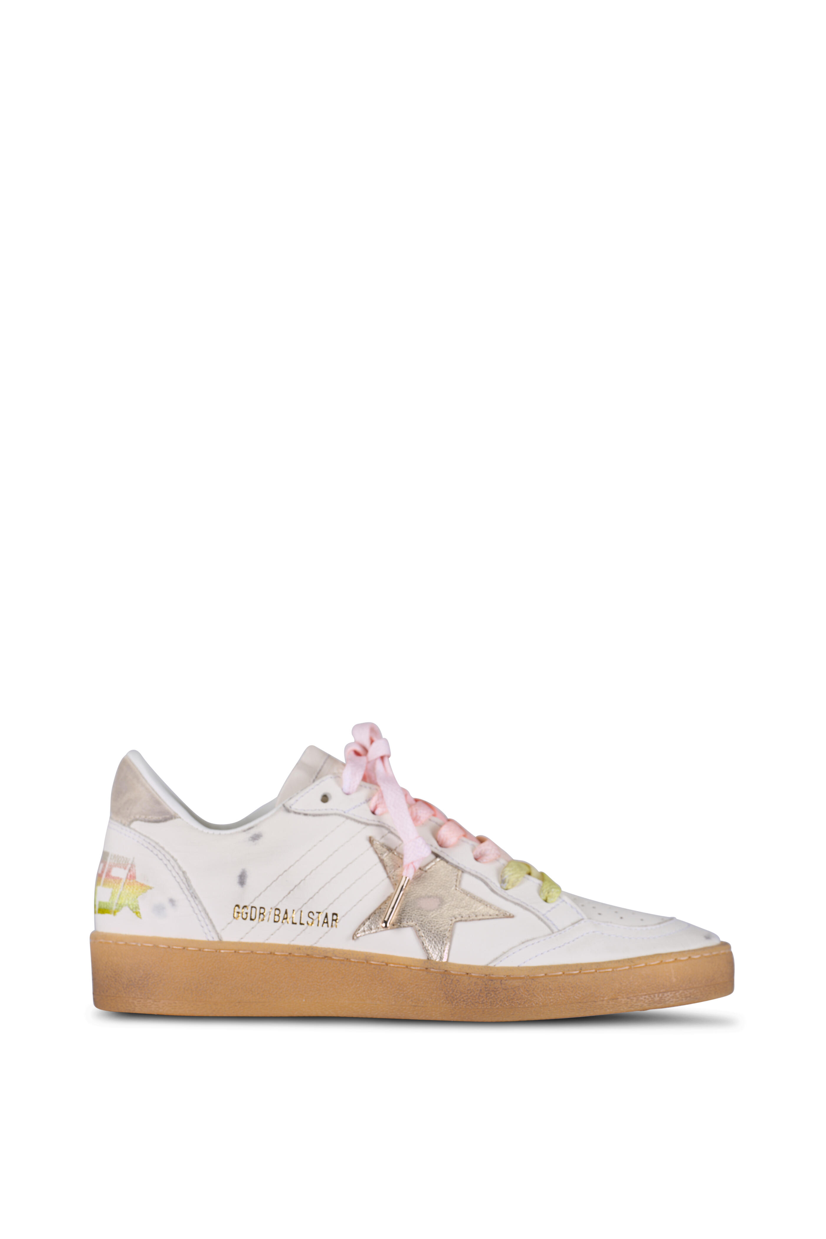 Golden Goose - Ballstar White, Platinum & Beige Low Top Sneaker