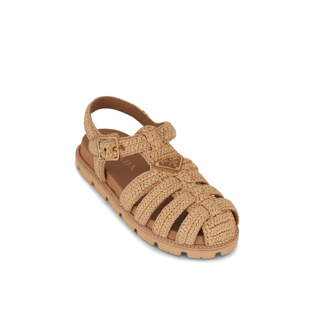 Prada - Natural Crochet Fisherman Sandal | Mitchell Stores