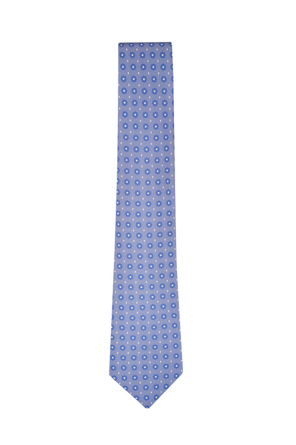 Kiton - Violet & Blue Star Medallion Silk Necktie 