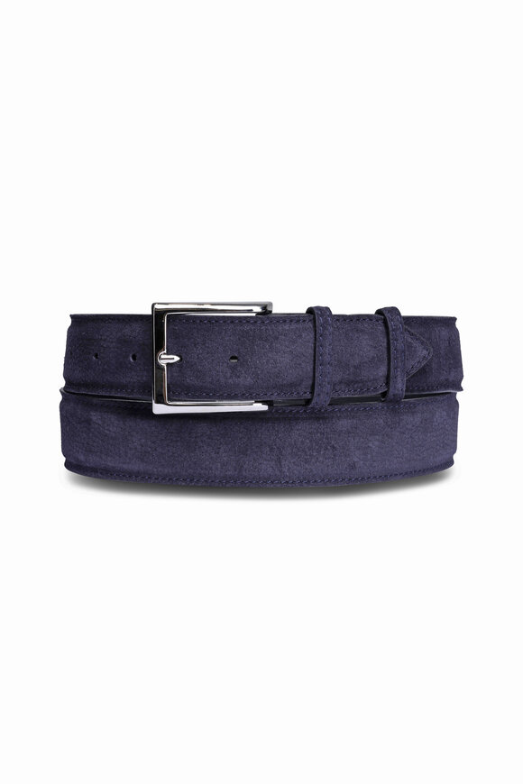 Bontoni Dark Blue Grain Suede Belt