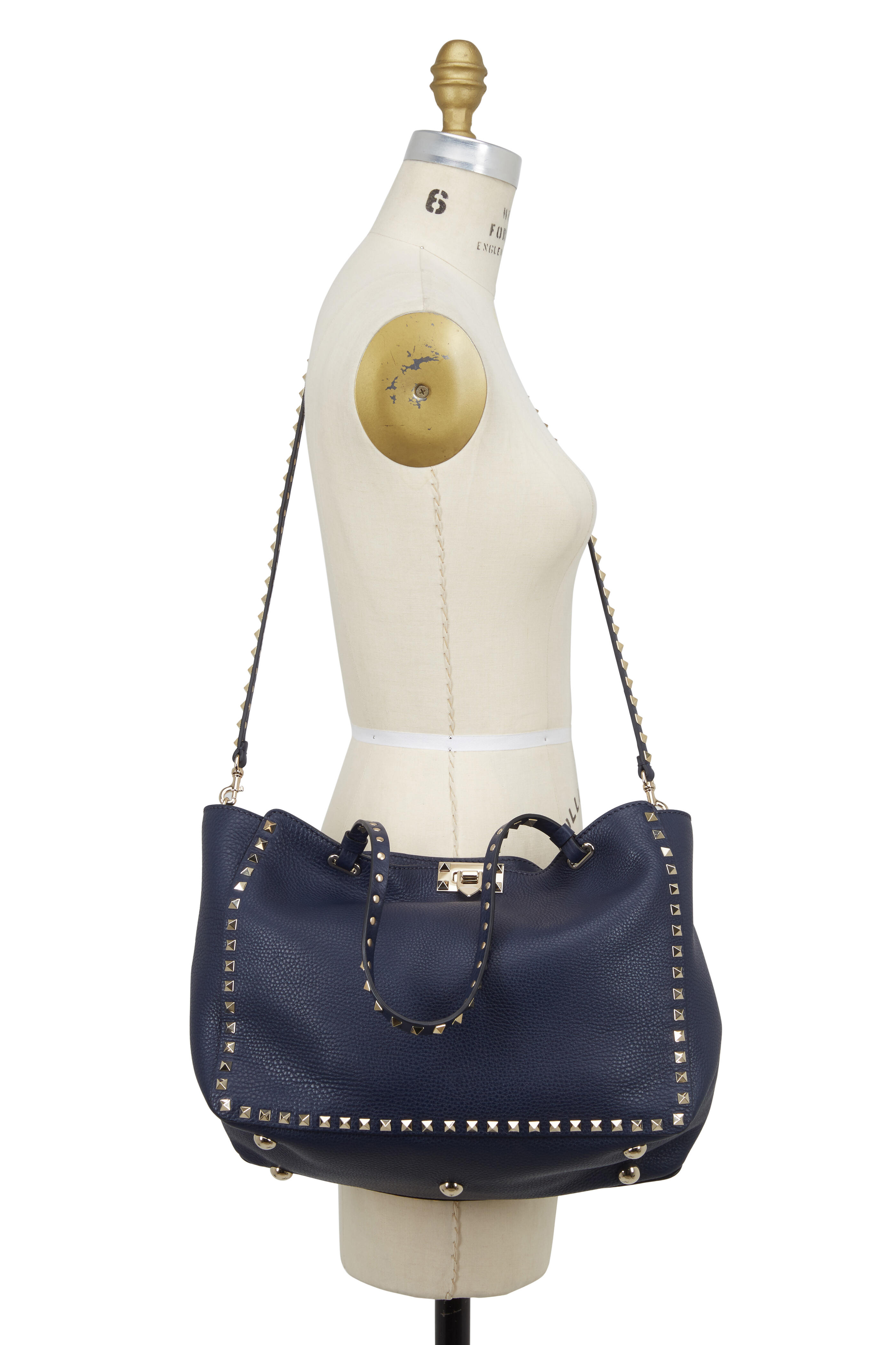 Valentino Garavani - Rockstud Navy Blue Pebbled Leather