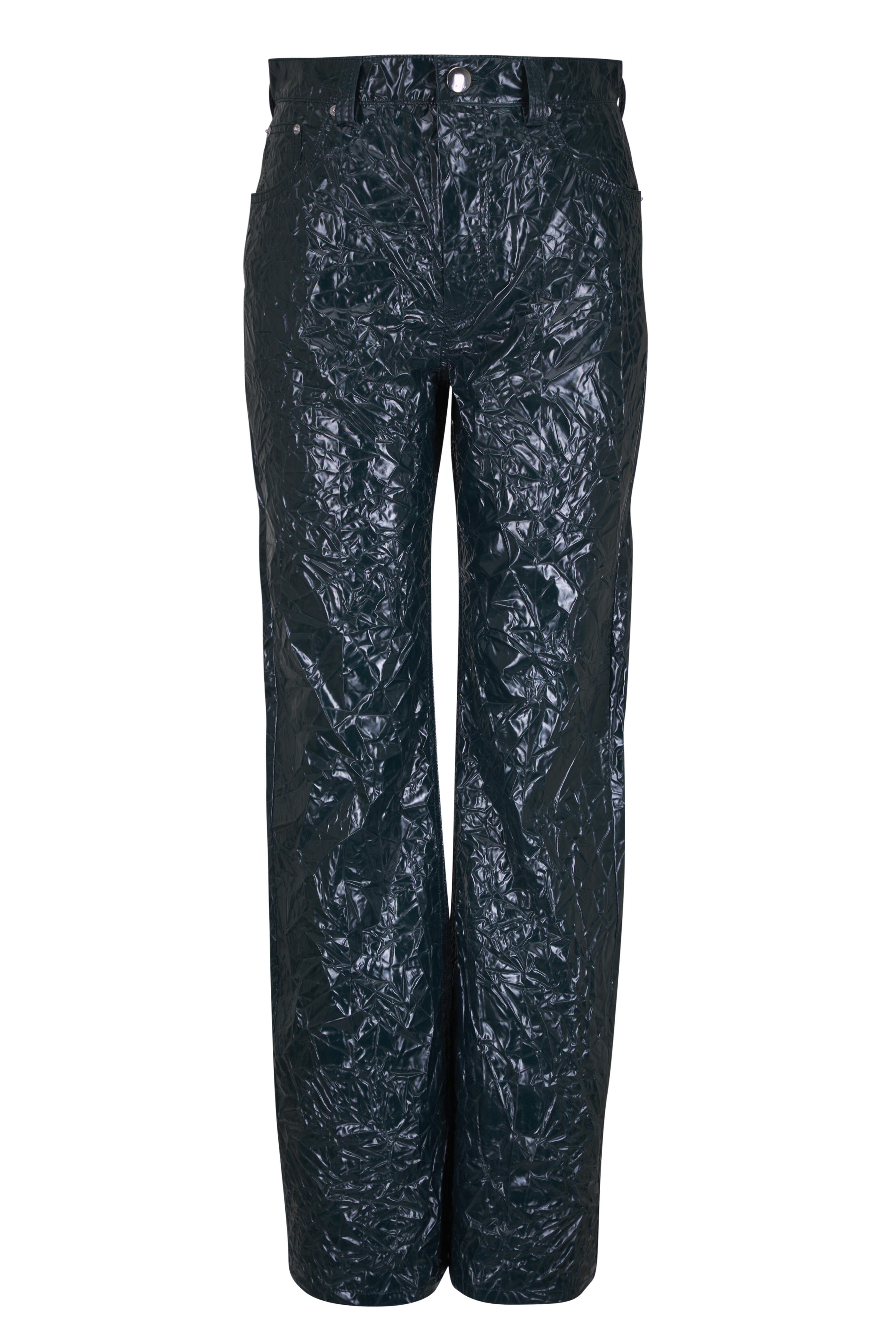 Marni - Petrol Coated Crinkle Taffeta Five Pocket Pant - view 1