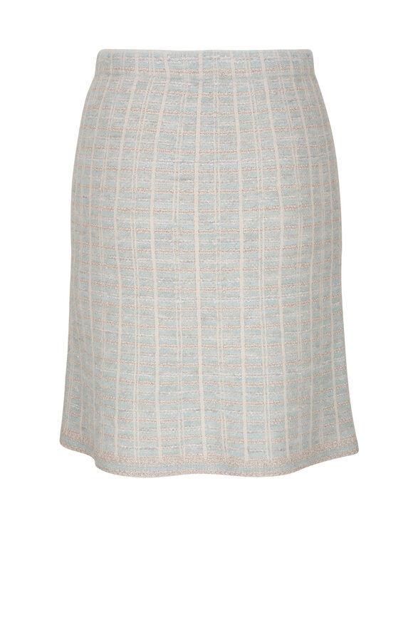 D.Exterior - Aqua Blue Lurex A-Line Skirt 