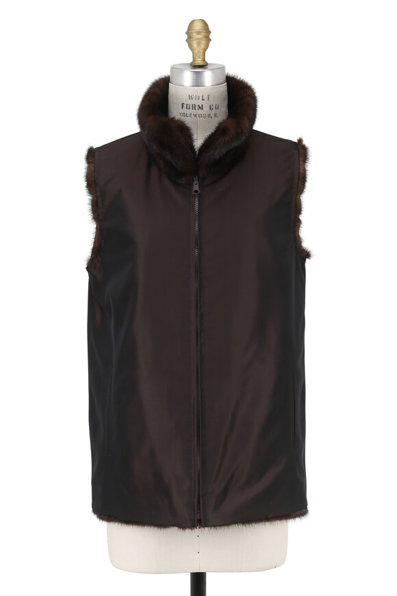 Reich Furs - Natural Mahogany Mink With Leather Back Vest