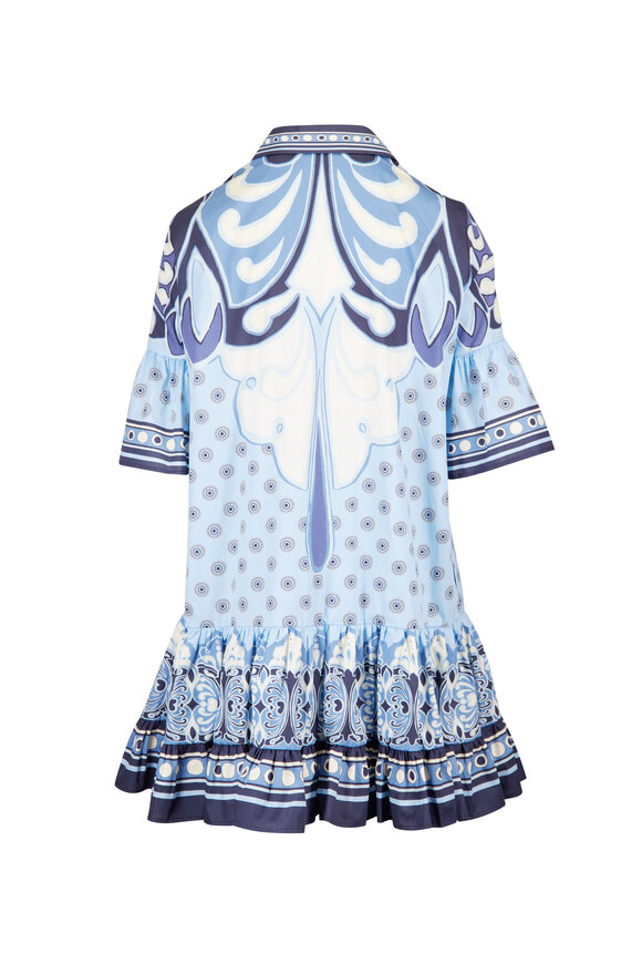La DoubleJ Choux Cocoon Placée Blue Printed Mini Dress - view 2