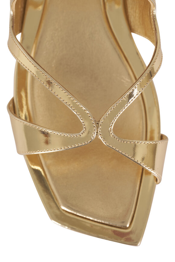 Jimmy Choo Ayla Gold Leather Flat Sandal - view 5