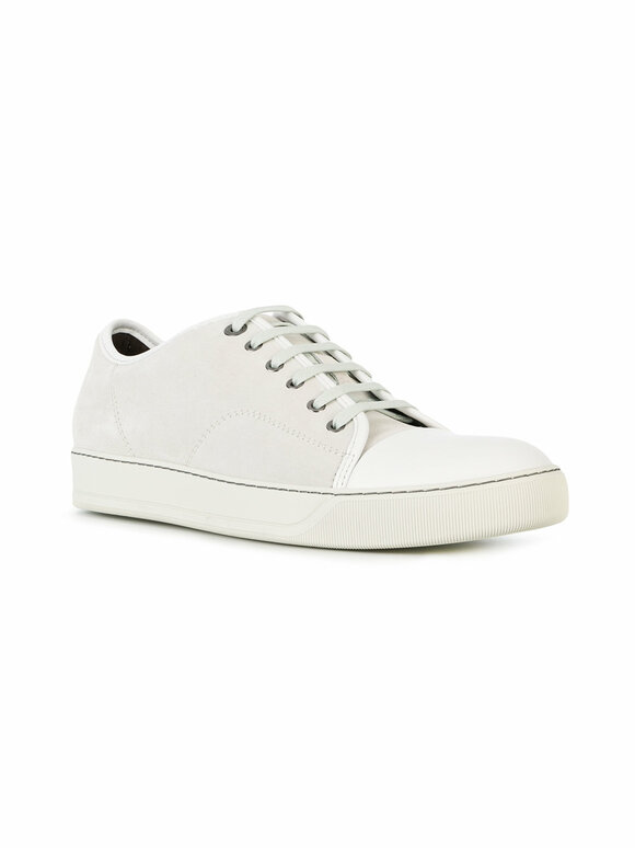 Lanvin - Light Gray Suede Cap-Toe Sneaker 