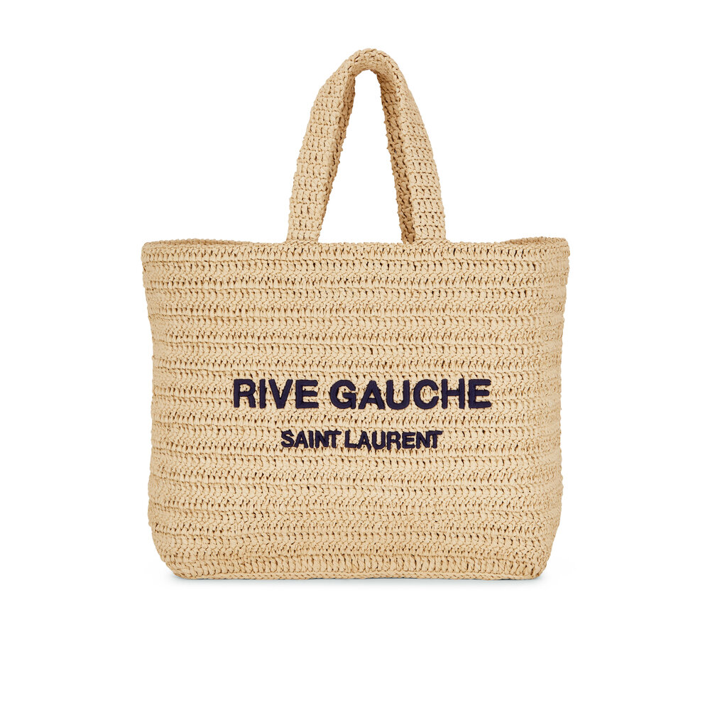 Saint Laurent Large Rive Gauche Logo Canvas Tote - Natural Sand