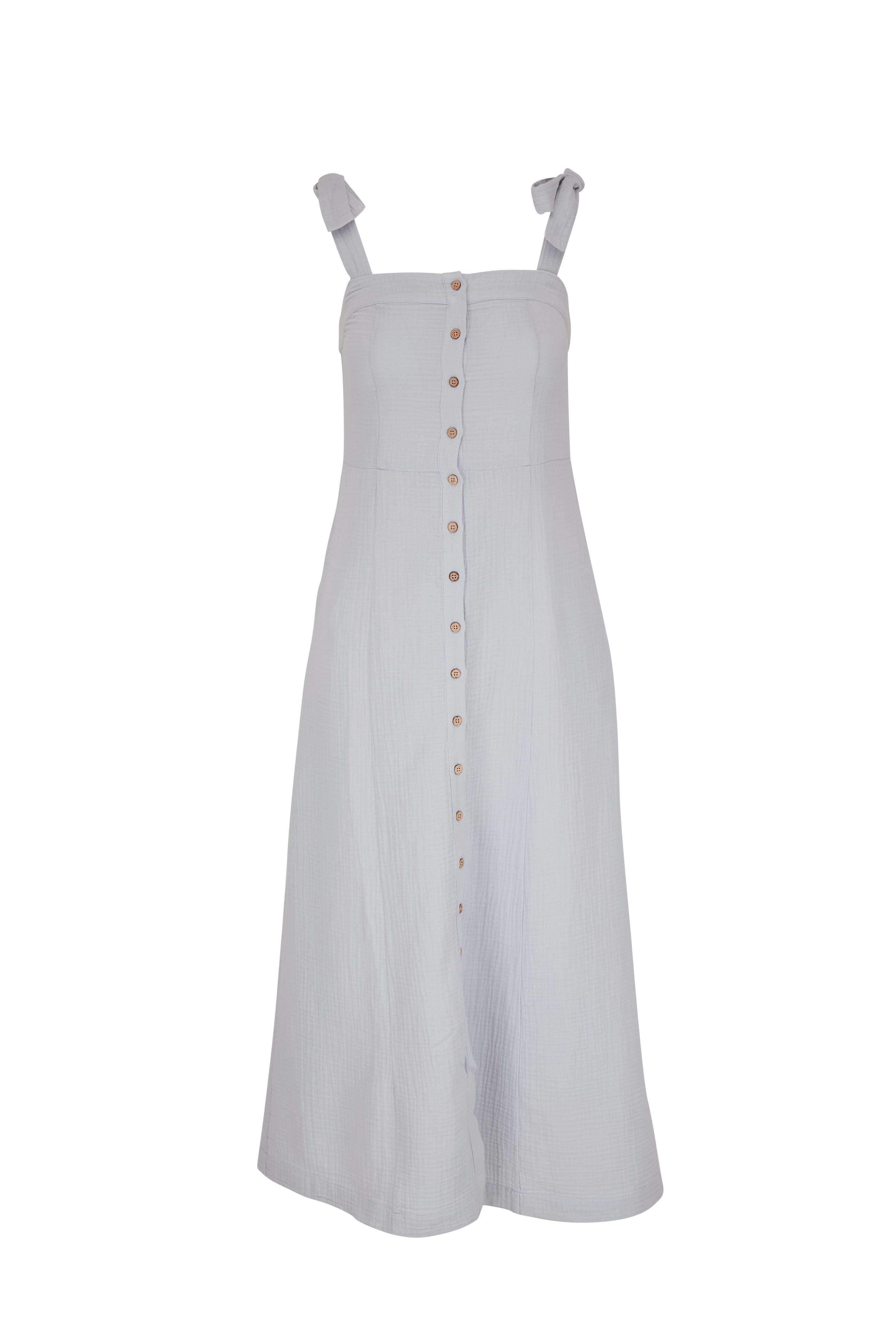 Faherty Brand - Dream Smokey Blue Cotton Gauze Tie Dress