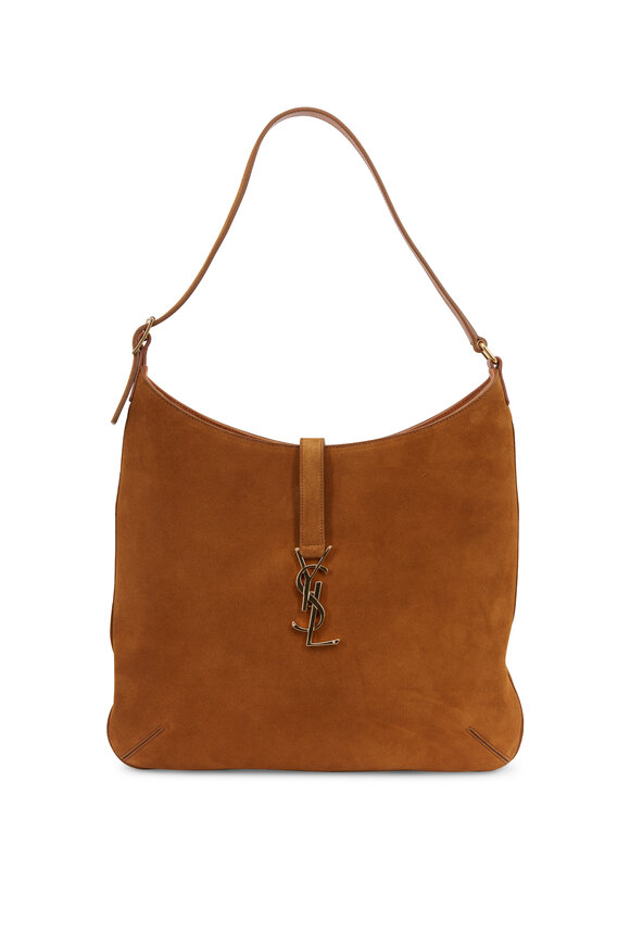 Saint Laurent - Monogram Tan Suede Medium Hobo Bag