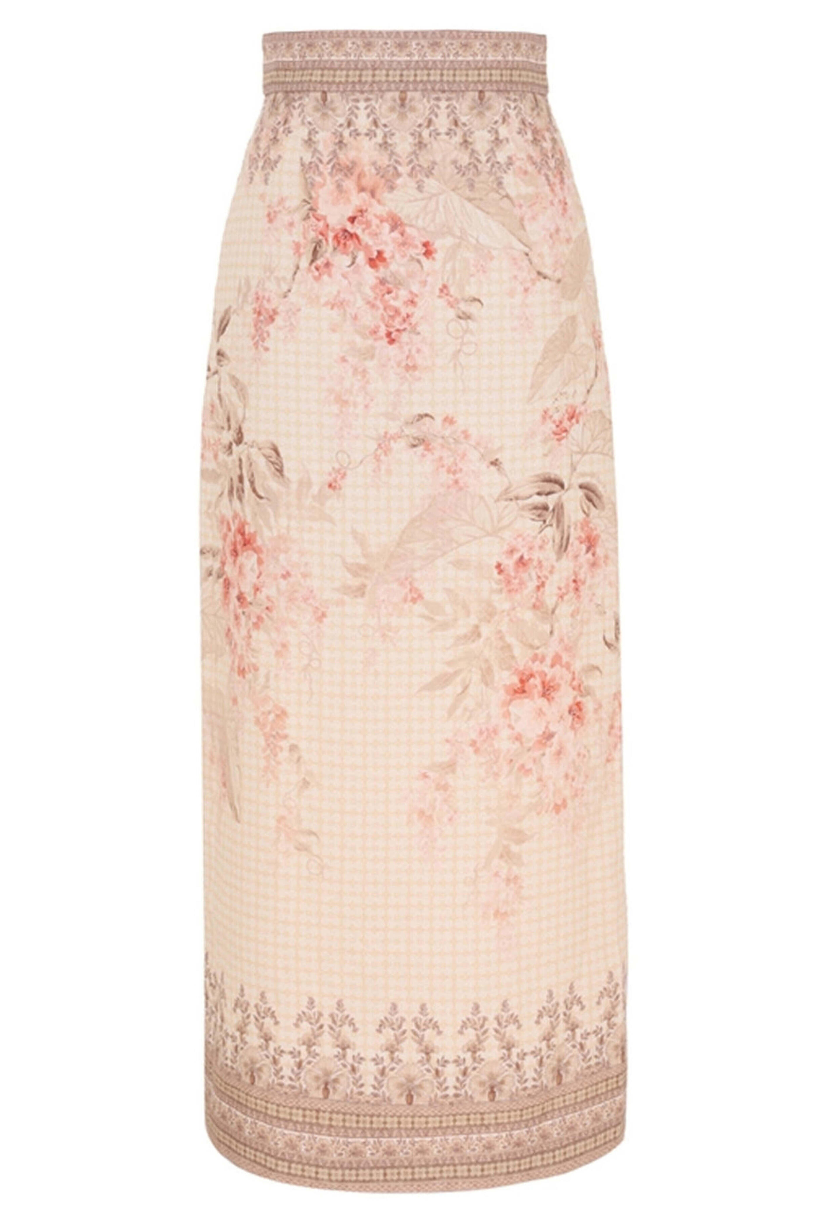 Zimmermann - Coral Floral Illuminate Midi Skirt