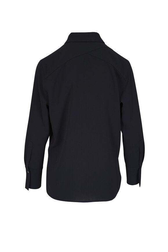 Vince - Black Embellished Point Collar Shirt