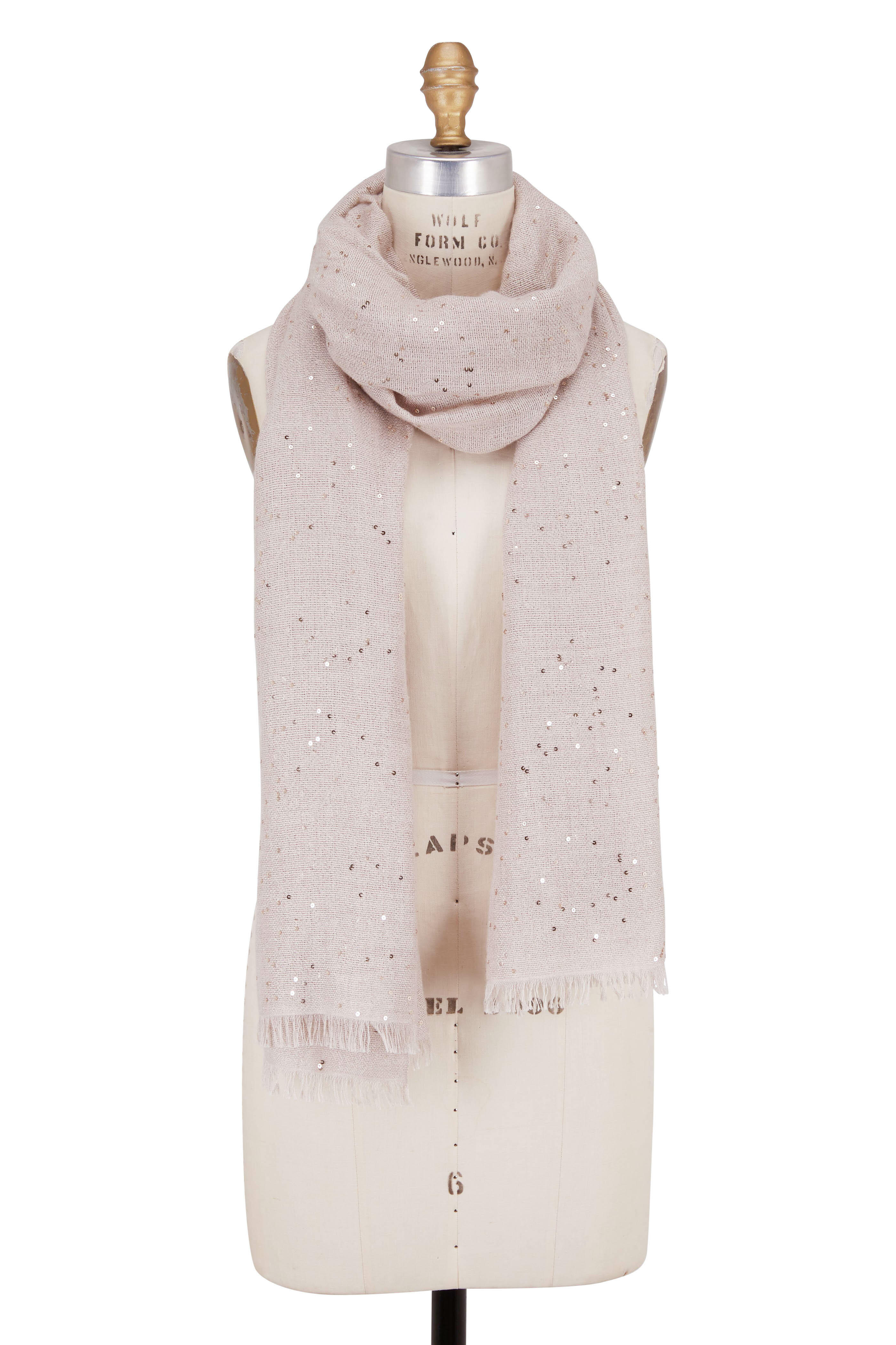 Beige cashmere and silk scarf