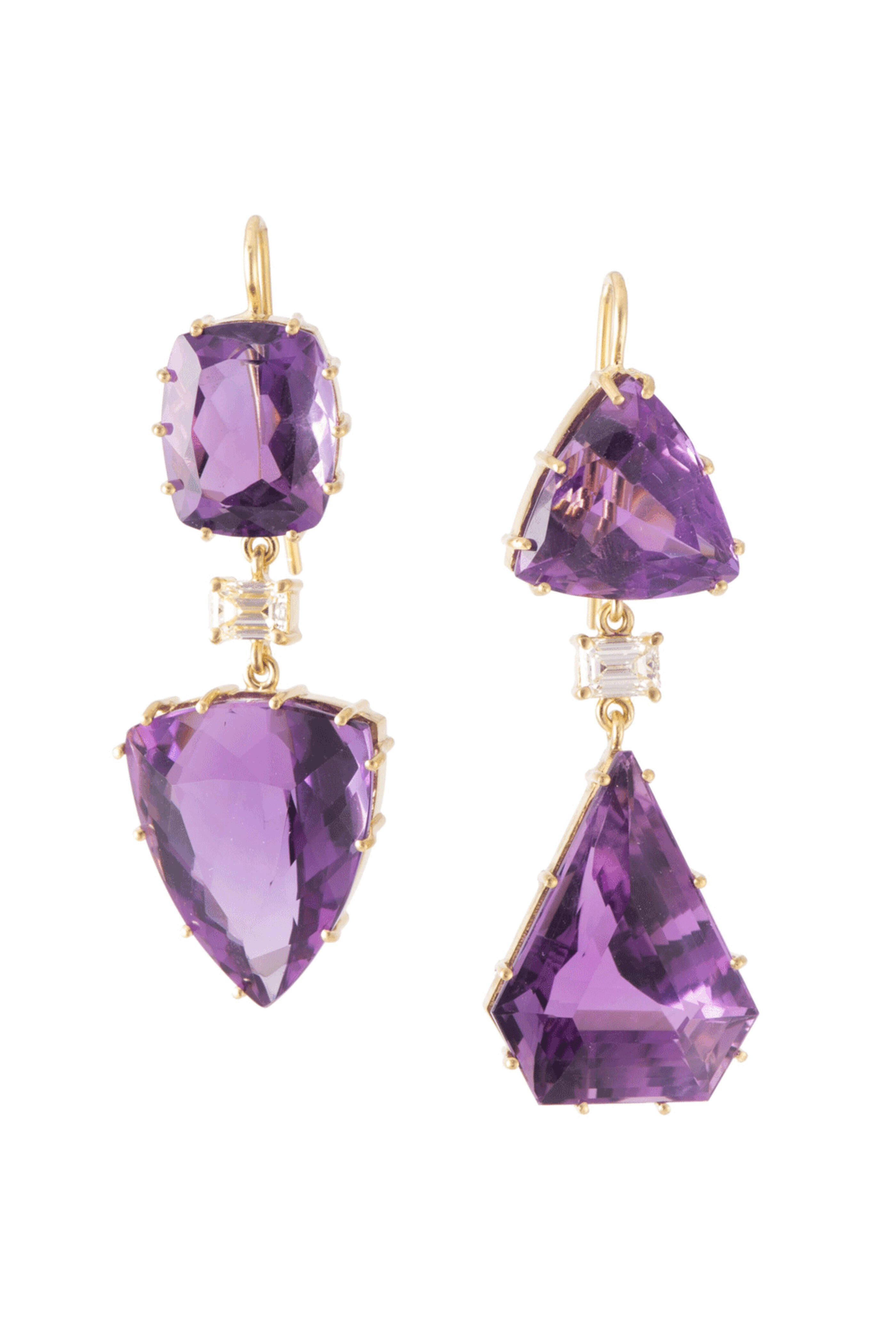 Sylva & Cie - Amethyst Double Drop Earrings