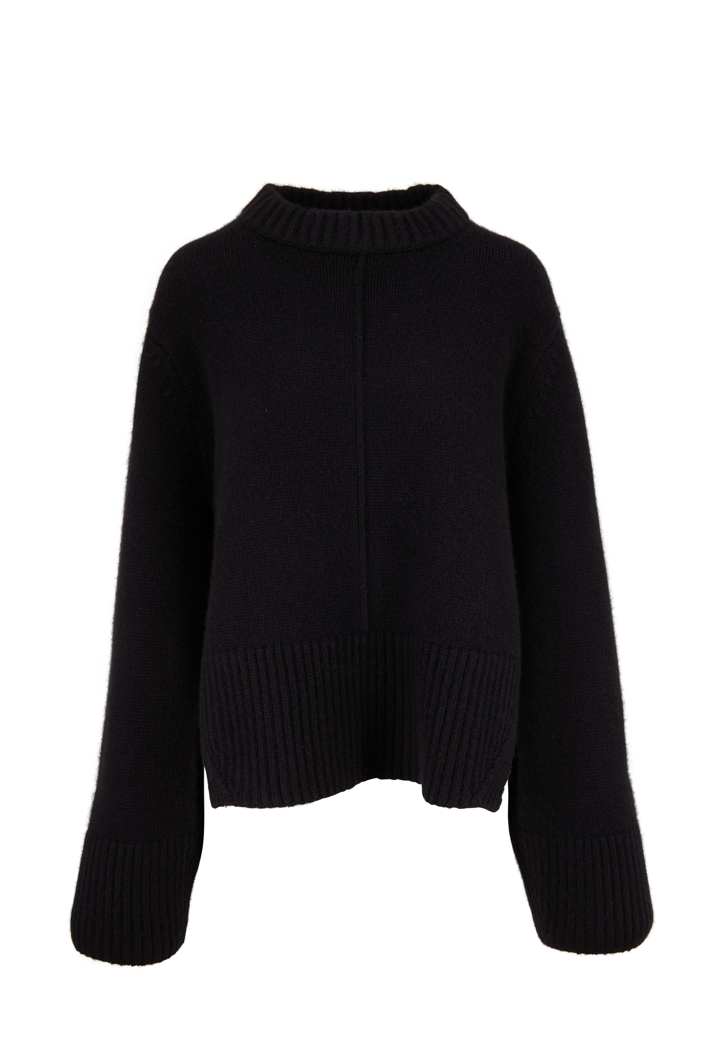 Khaite - Virginia Black Cashmere Split Back Pullover