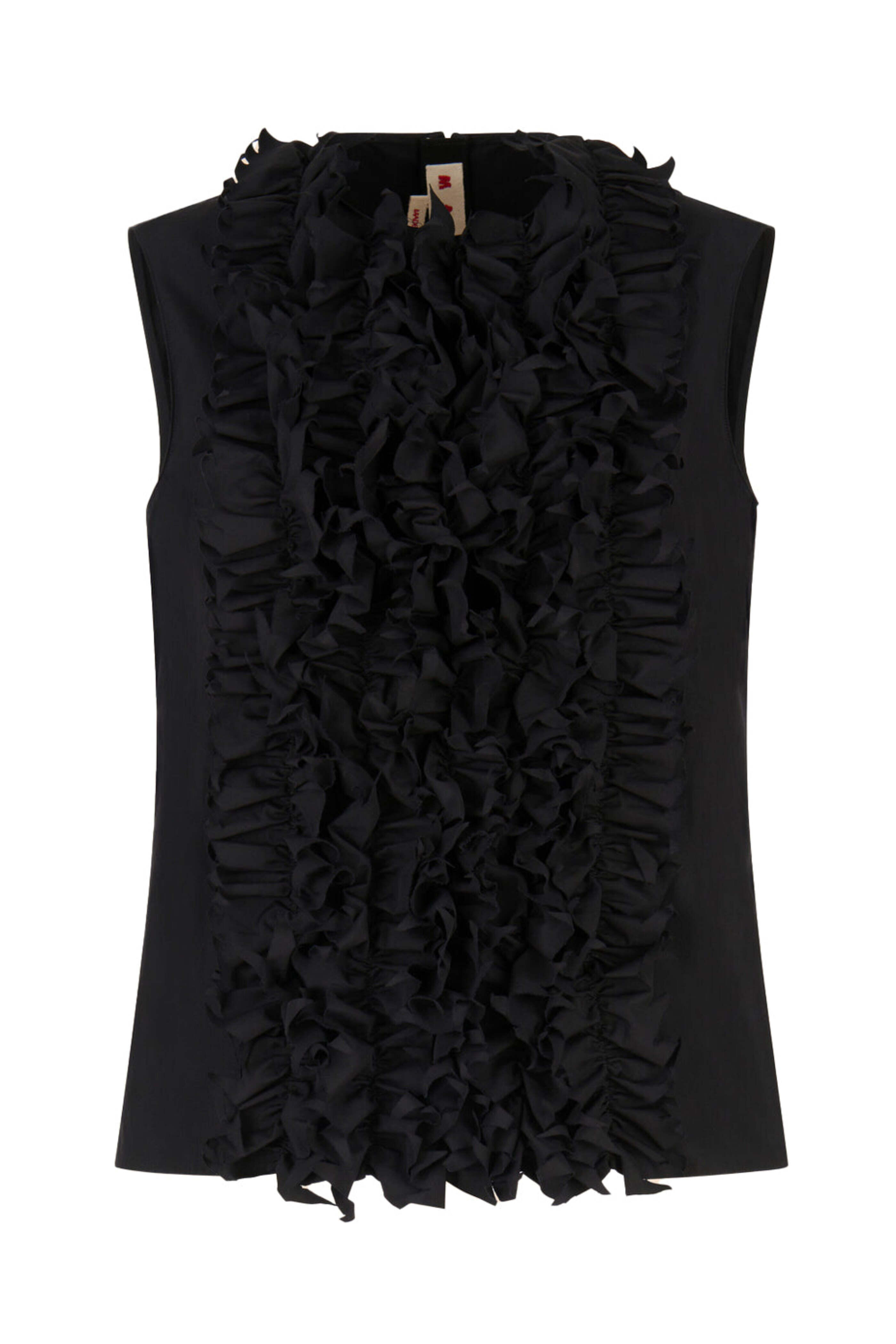 Marni - Black Sleeveless Ruffle Front Blouse