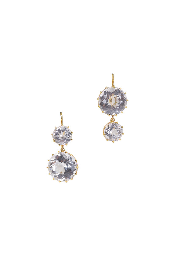 Renee Lewis 18k Yellow Gold Round Kunzite Earrings
