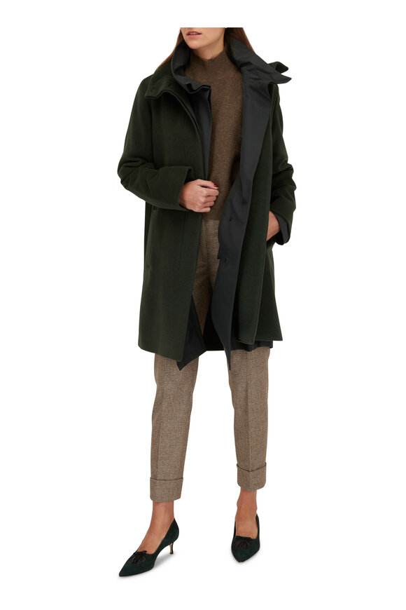 Akris - O'Neill Bottle Green Silk Coat