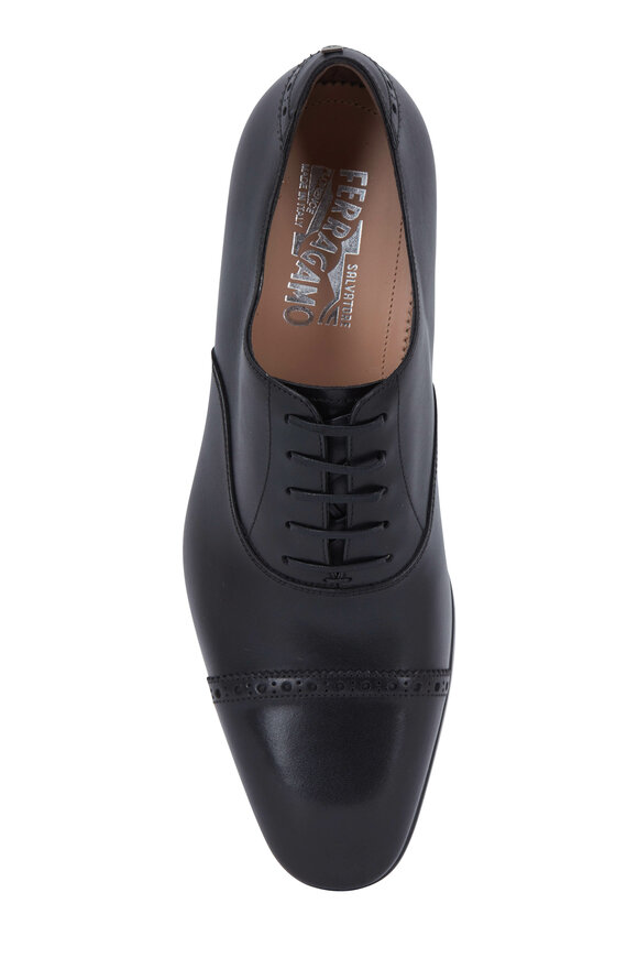 Ferragamo - Boston Black Leather Cap-Toe Oxford