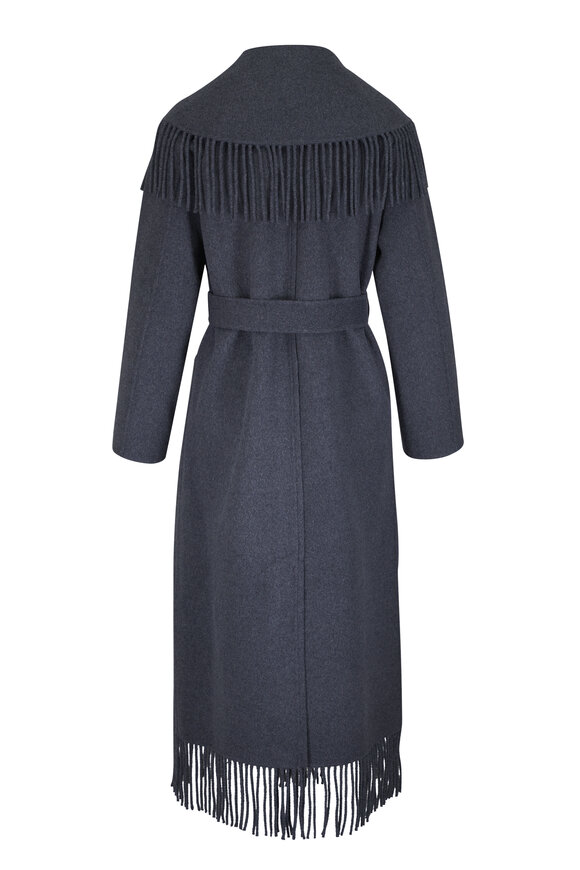 Simkhai Carrie Charcoal Gray Fringe Robe Coat - view 2